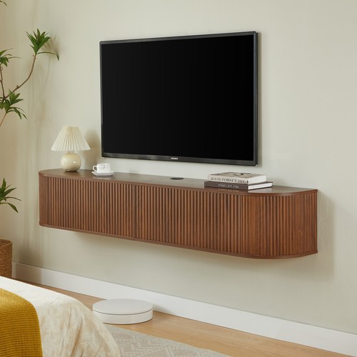 Walnut floating tv cabinet - 71",