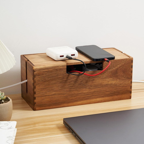 Acacia wood cable management - wood,