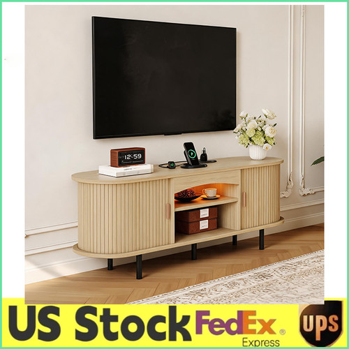 Fluted tv stand with - stand,
